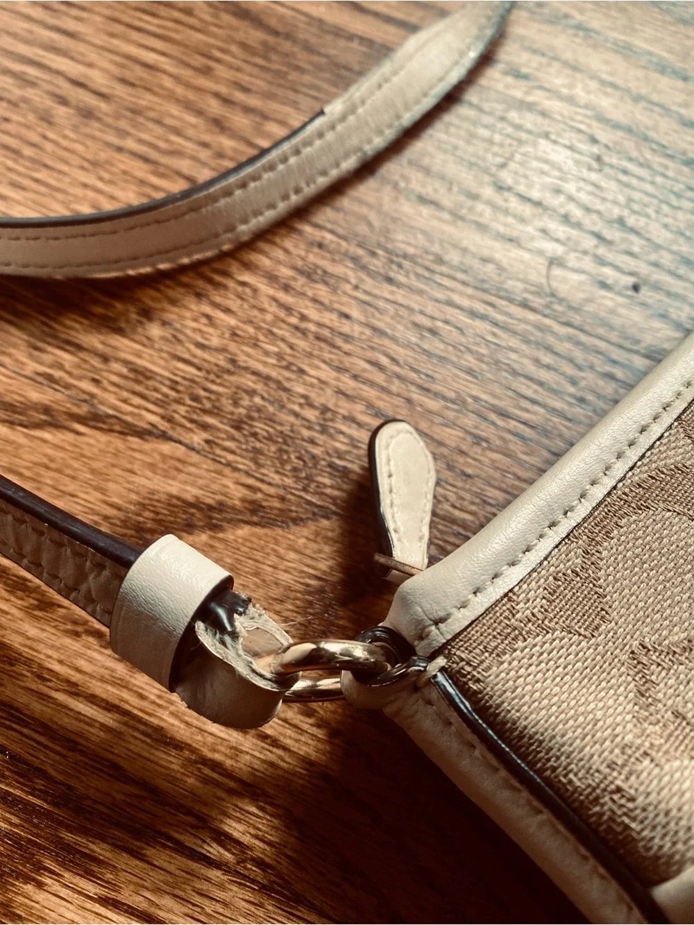 Coach Beige Signature Jacquard Crossbody Bag